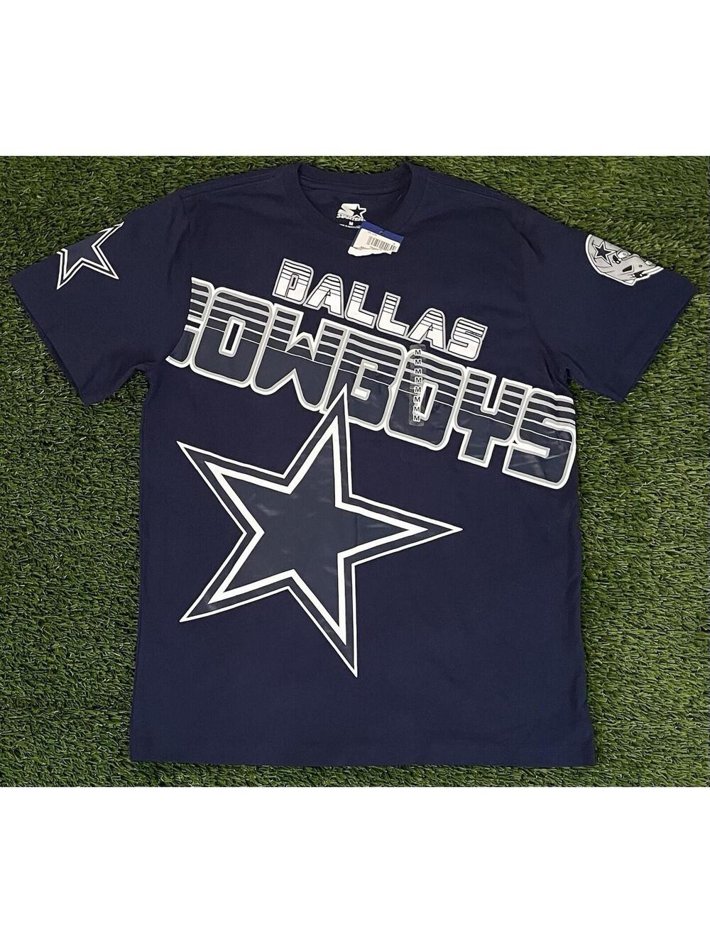NWT Starter Dallas Cowboys Blue Front & Sleeve Graphic T-Shirt Mens M